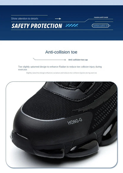 Men Rotating Button Work Sneakers Steel Toe Shoes Safety Boots Puncture-Proof Tactical Boots Indestructible Fashion Protective