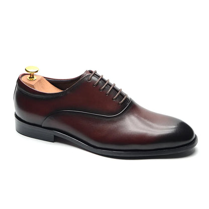 Italian Classic Mens Oxford Dress Shoes Genuine Leather Lace-up Plain Toe Burgundy Black Business Wedding Formal Shoes for Men