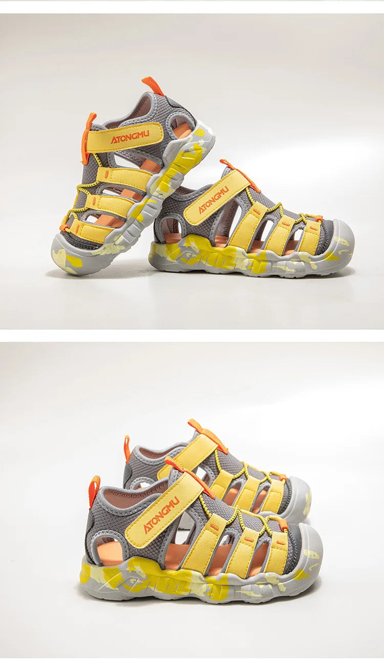 Children Summer Sports Sandals Girls Beach Outdoor Non-slip Hiking Shoes Boys Hollow Breathable Anti Collision Round Toe Sandals