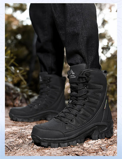 New Men's Boots Fashion Outdoor Men Hiking Boots High Top Breathable Men Desert Combat Ankle Boots Non-slip Motorcycle Boots