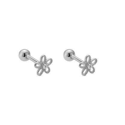 925 Sterling Silver Fashion Simple Golden Flower Beads Small Stud Earrings for Women Teen Piercing Jewelry Accessories