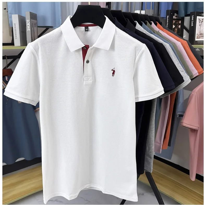 Luxury brand 100% cotton short sleeve polo shirt summer new trend Paul pony embroidery T-shirt business golf casual men's wear