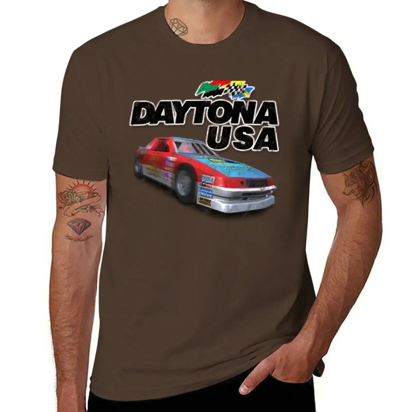 plus size tops man clothes custom t shirts design your own workout shirts for men Daytona USA Distressed Car Logo T-Shirt