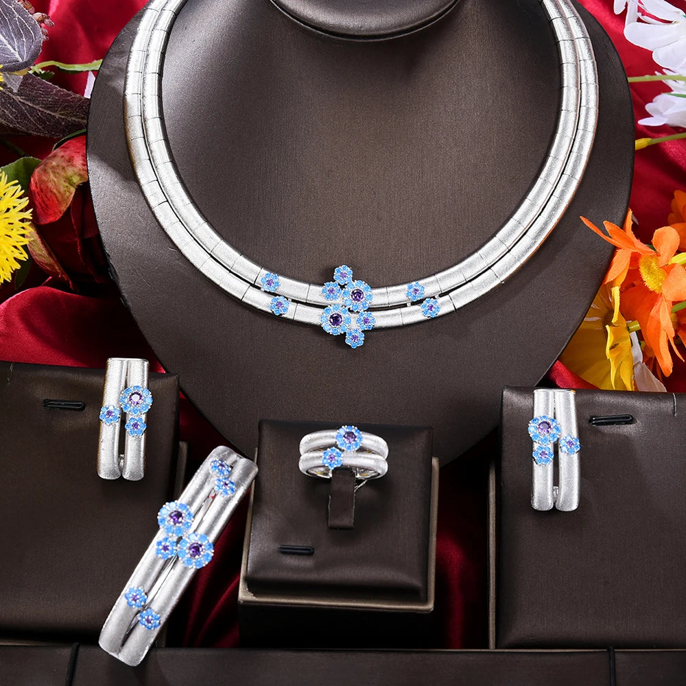 Simple Multicolor African Jewelry Sets for Women Wedding Luxury Naija Jewelry Set Cubic Zirconia Dubai Bridal Jewelry Sets