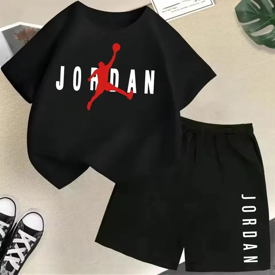 Summer Short Sleeve Children Set Slam Dunk Master Pattern Print Sports T-shirt+Shorts 2pcs Set Kids Boys Girls Fashion Tracksuit