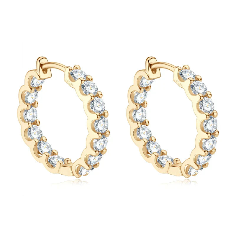 Hoops 100% 925 Sterling Silver Real 3mm Moissanite Stud Earrings For Women Sparkling Jewelry Gifts with Certificate Gifts