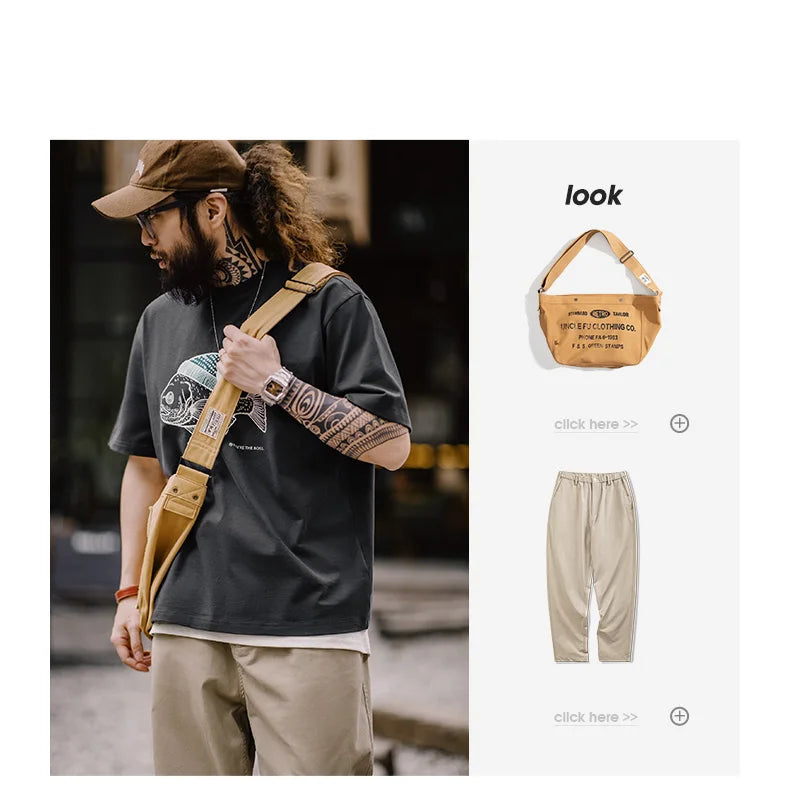 Maden Vintage Flocked Print Short-sleeved T-shirts Animal Pattern Cotton Round Neck Tops for Men's Summer Casual Loose Fit Tee