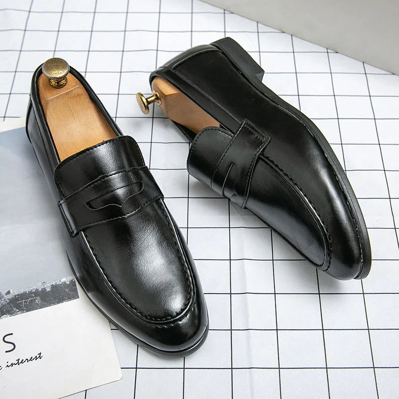 Mens Leather Designer Brand Casual Classic for Men Smile Breathable Office Loafers Formal Business Footwear Dress Shoes Flats 48