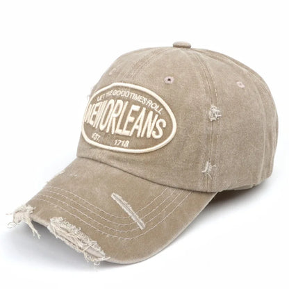 2024 Unisex Washed Cotton Baseball Cap Letter Embroidered Vintage Snapback Hat Men And Women Streetwear Outdoor Sports Hats