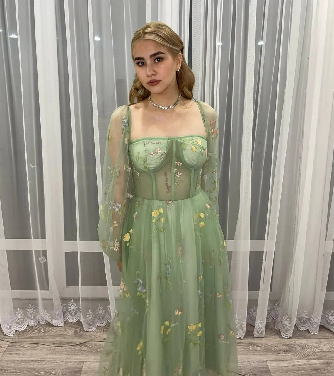 Wedding Dress A-line Floor-length Zipper Up Short Sleeves Prom Dresses Elegant Applique Formal Boning Dresses For Special Events