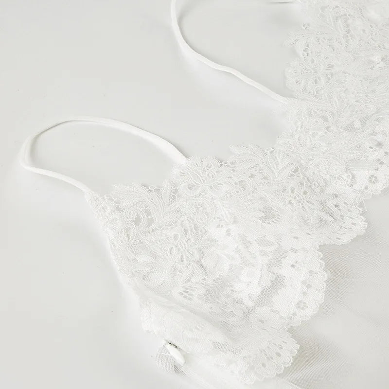 Lace Transparent Mini Dress Sexy Women Wrapping Spaghetti Embroidery Flower Sheath Nightwear Club Mesh Wave Fantacy