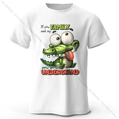 Cartoon Alligator Print 100% Cotton T-Shirt, Soft & Breathable Round Neck Short Sleeve Tee, Unisex Fun & Quirky Style