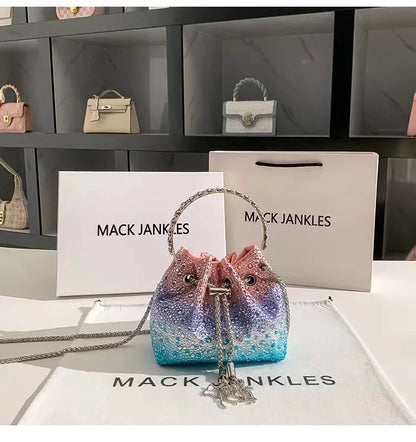 Luxury Designer Women's Handbag Crystal Shiny Rhinestones Diamond Evening Bag Wedding Party Clutch Purse Shoulder Crossbody Bag