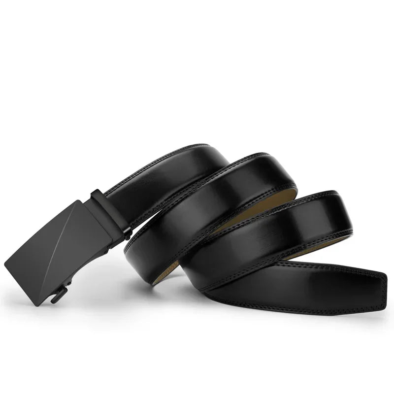 Leather belt men High Quality Genuine Leather Belts, Automatic Buckle Belt, Adjustable No Hole Belt Jeans Belt for Men