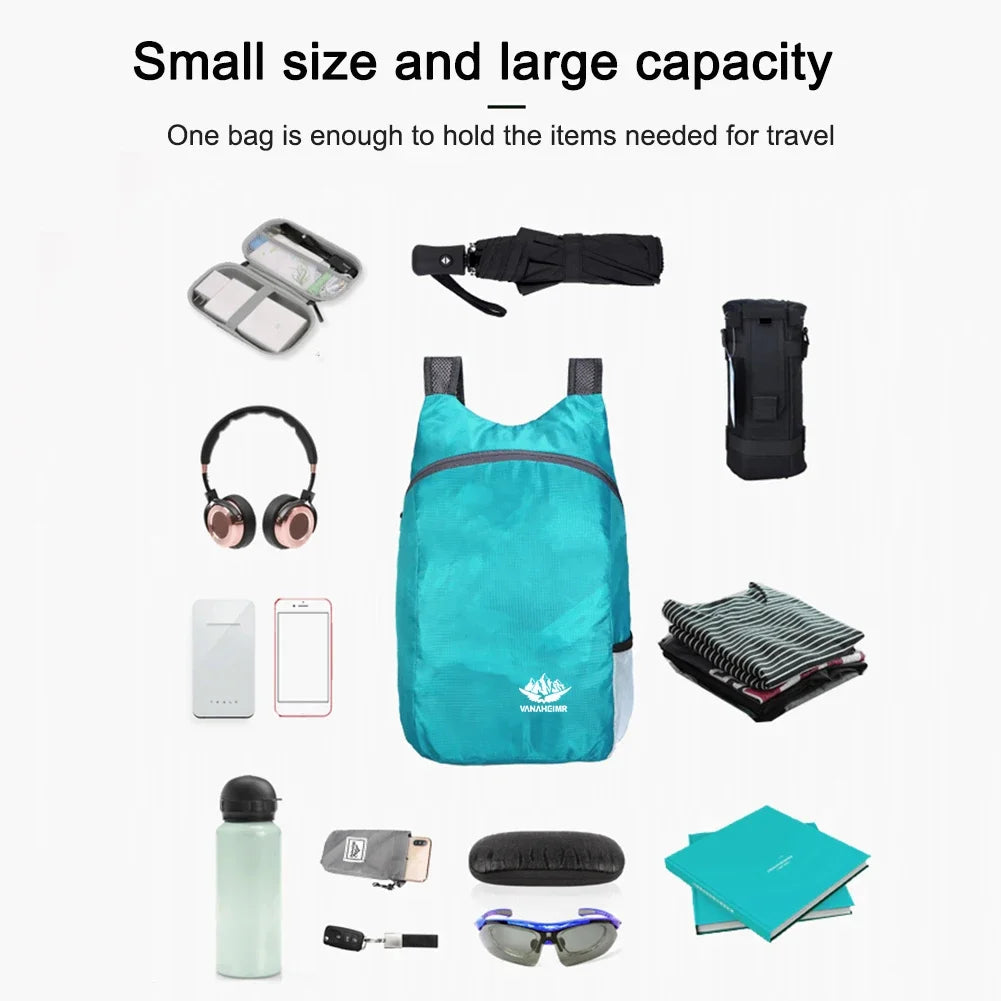 15L Lightweight Packable Backpack Foldable ultralight Outdoor Folding Backpack Travel Sports Bag Hiking Daypack for Men Women