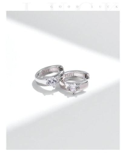 Round Moissanite Ear Buckles Lab Diamond 925 Sterling Silver Engagement & Wedding Hoop Earrings for Women Jewelry Gifts
