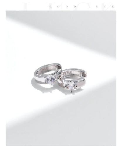 Round Moissanite Ear Buckles Lab Diamond 925 Sterling Silver Engagement & Wedding Hoop Earrings for Women Jewelry Gifts