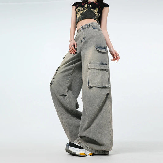 Y2k Jeans Wide Pants Woman Cowgirls Jean Shorts