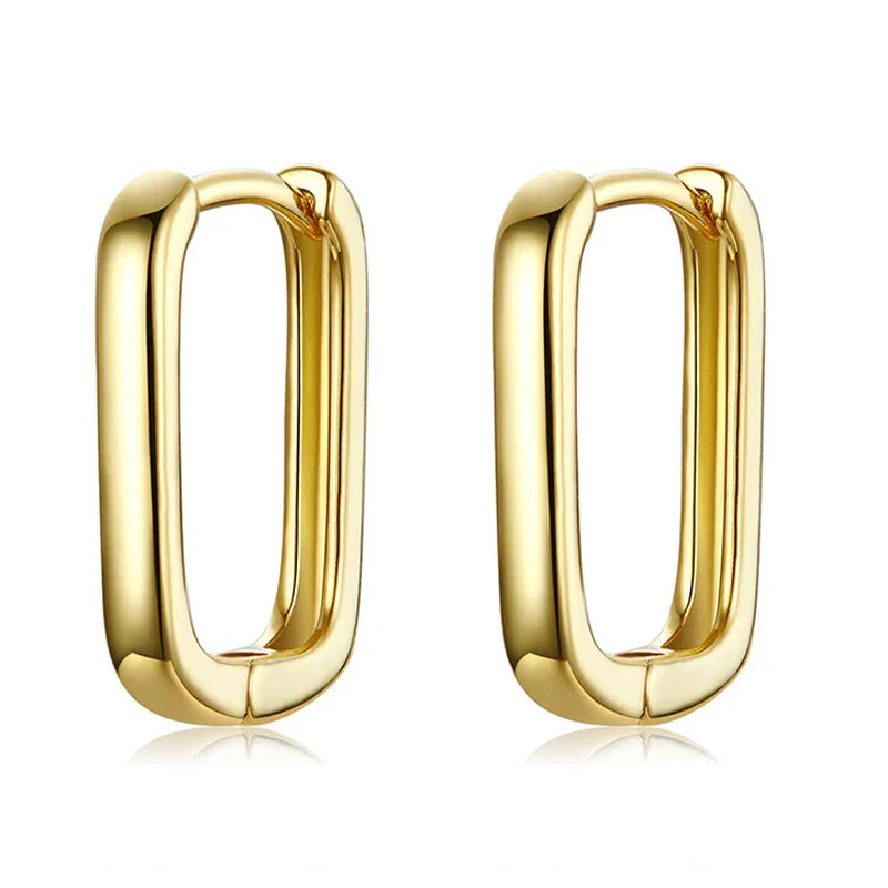 Silver Square buckle Earrings 925 Sterling Silver Classic French Earring for Women Party Wedding Fine Jewelry BSE478