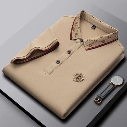 2025 New Summer Men's Business Leisure High end Fashion Boutique Embroidery Original Design Top Short sleeved Polo Shirt