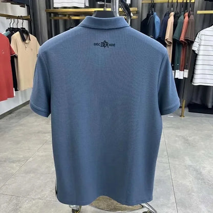 Designer brand 100%cotton short sleeve polo shirt summer trend letter embossed lapel top casual golf T-shirt business men's wear