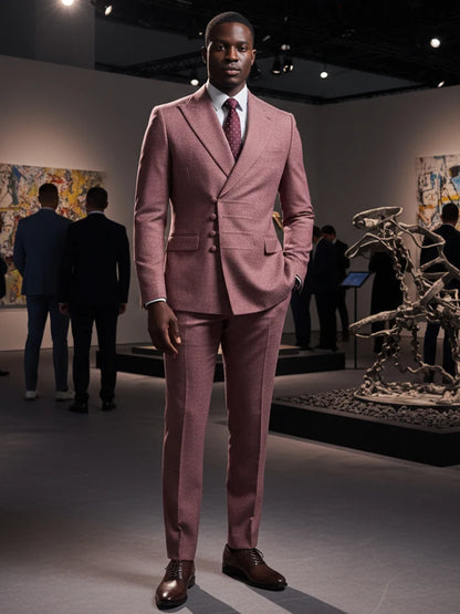Elegant man suit for wedding grey Slim Fit Double Breasted Multiple buttons Casual Business man 2 piece party outfit