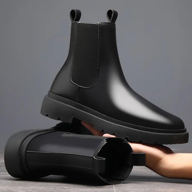 Men's Autumn Chelsea Boots Outdoor high top fashion shoes British style  versatile mid top boot Casual comfortable male shoe