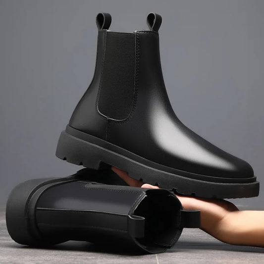 Men's Autumn Chelsea Boots Outdoor high top fashion shoes British style  versatile mid top boot Casual comfortable male shoe
