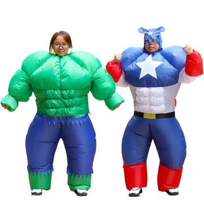 Adult Thick US Team Inflatable Suit Green Muscle Style Cosplay Stage Performance Costume
