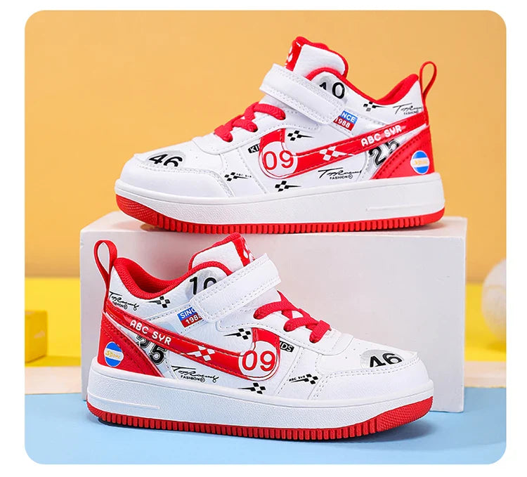 Cute girls and boys basketball shoes school activities children's casual shoes low-cut shoes autumn and winter new leather shoes