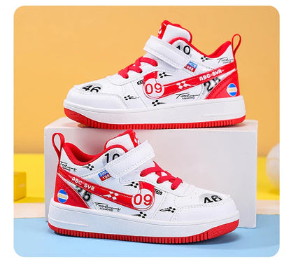 Cute girls and boys basketball shoes school activities children's casual shoes low-cut shoes autumn and winter new leather shoes