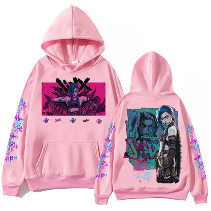 Moletom com capuz de anime Jinx-Arcane Harajuku Hip Hop Pullover Tops Popular Music Sweatshirt Presente para fãs