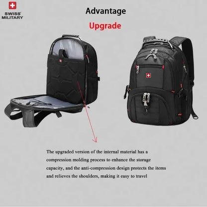 Laptop Backpack Waterproof USB Charge Port Swiss-style Multifunctional Rucksack Schoolbag Mochila Hiking Travel bag