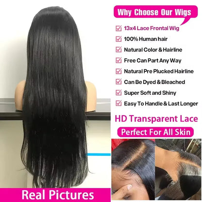 13x4 Bone Straight Human Hair Wigs 13x6 Hd Lace Frontal Hair 40 Inch Straight Transparent Lace Human Hair Wigs For Black Women
