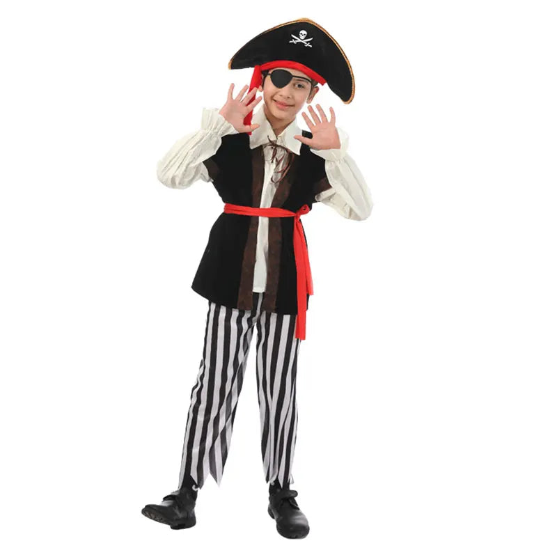 Halloween Costumes Kids Boys Pirate Costume Children Captain Jack Cosplay set for Christmas New Year Purim Pirate Clothes