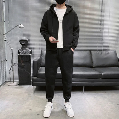 Plus Size Men's Tracksuit Hooded Sweatshirts Sports Sweatpants Zipper Jacket Coats Casual Jogging Pants Male Clothing 110-185KG