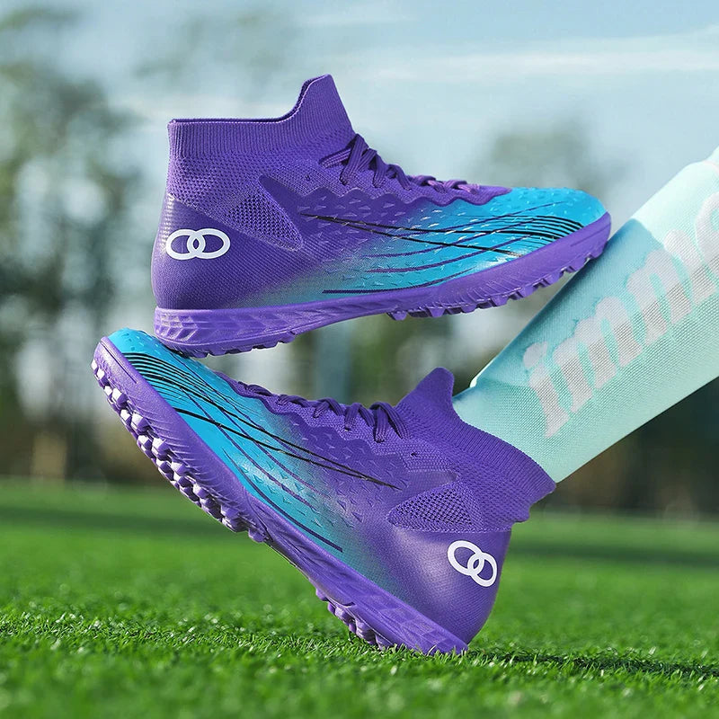 New Men Soccer Shoes Long Spikes Ultralight Football Boots Breathable Sneakers Indoor Match Cleats Training Drop Shipping