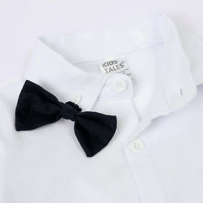 Toddler Gentleman Infant Baby Children Boys Clothes Set 3 Pcs Shirt Bow Tie Romper+Vest+Hat Newborn Dress Party Outfits Suit