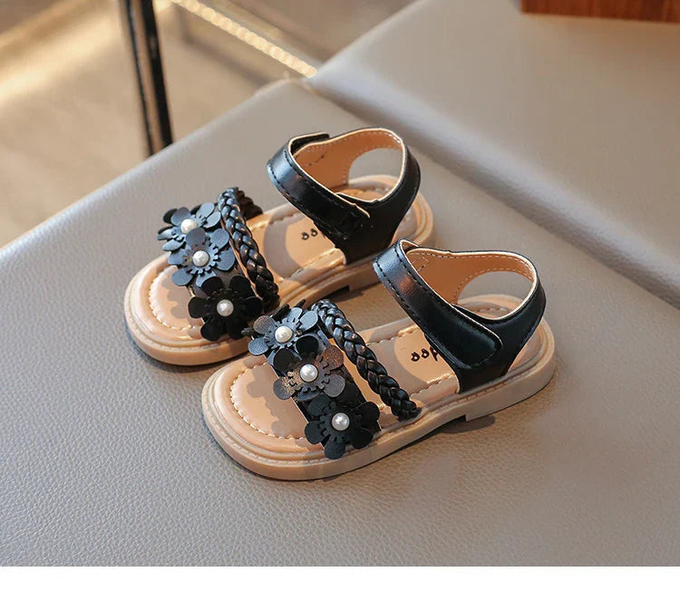 2026 High Quality Girls Sandals Flower Sweet Soft Children's Beach Shoes Kids Cute Summer Floral Sandals Princess Fashion 22-31