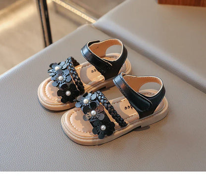 2026 High Quality Girls Sandals Flower Sweet Soft Children's Beach Shoes Kids Cute Summer Floral Sandals Princess Fashion 22-31