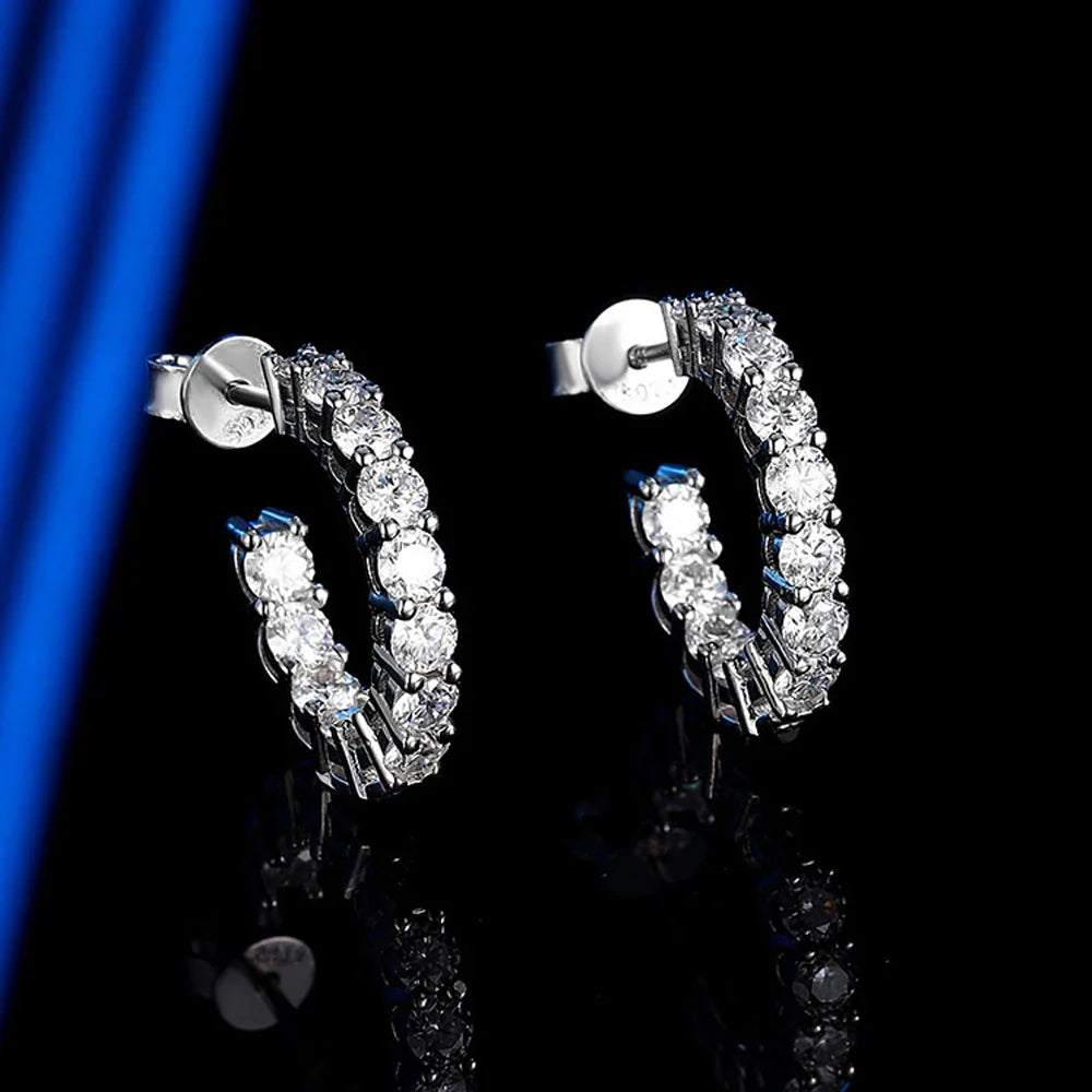 D VVS1 Moissanite Earring 925 Sterling Silver Plated 18k White Gold Fine Jewelry with GRA Wedding Earrings for Women