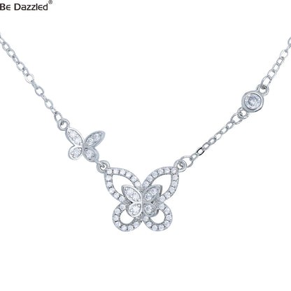 Delicate Women 24K Gold Plated Zircon Angel Wing Chain Pendant Necklace