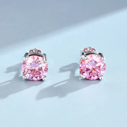 0.3-2CT Colorful Moissanite Studs Earrings for Women Sparkling Diamond Jewelry Certified 100% 925 Sterling Silver Earring