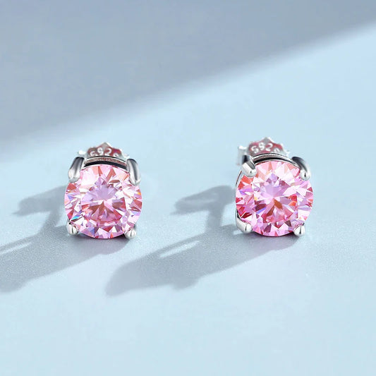 0.3-2CT Colorful Moissanite Studs Earrings for Women Sparkling Diamond Jewelry Certified 100% 925 Sterling Silver Earring