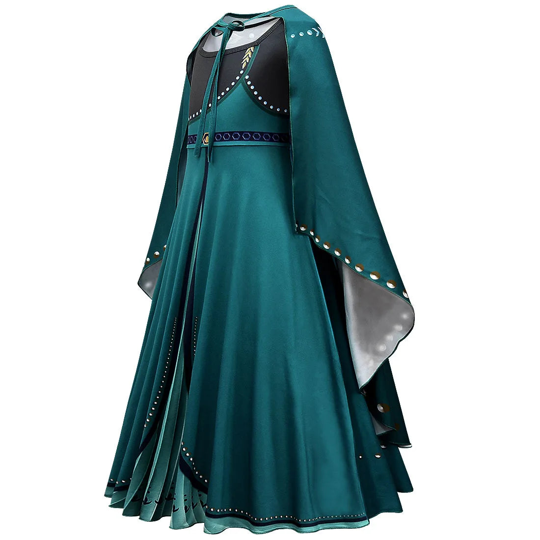 Frozen Coronation Anna Princess Girls Cosplay  Long Sleeve Costume Carnival Party Kids Cloak Clothes Birthday Print Dress