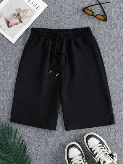 Plus size Women Shorts Summer High Elastic Lace Up Drawstring Wide Leg Sweat Fitness Running Shorts Loose Casual Sports Pants