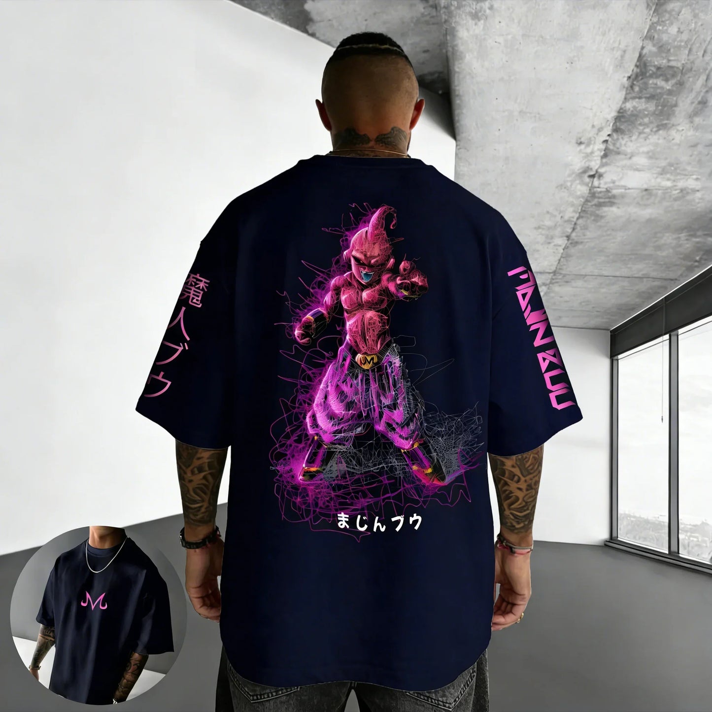T-shirt Summer New Majin Buu Print Men and Women Harajuku Loose Casual Parent-child Short Sleeved Shirt