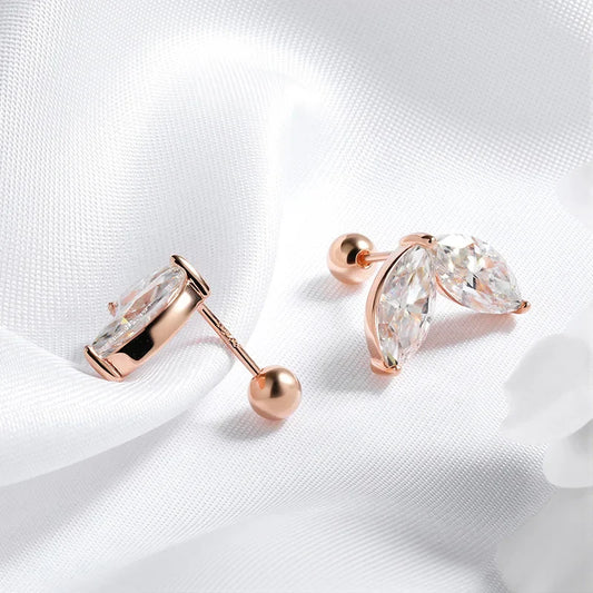 0.3-1CT Marquise Cut Real Moissanite Stud Earrings for Women Party 14k Plated Lab Diamond Earring Silver Jewelry S925