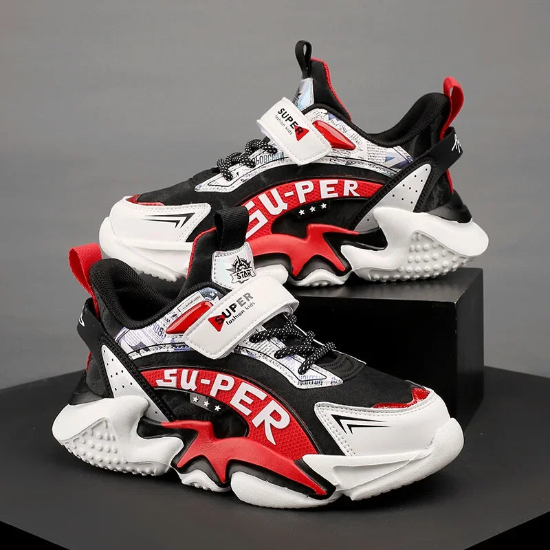 Sport Kids Leather Sneakers Four Season Boys Casual Shoes Non Slip Children Fashion School Walking Running Shoes Size 28-39