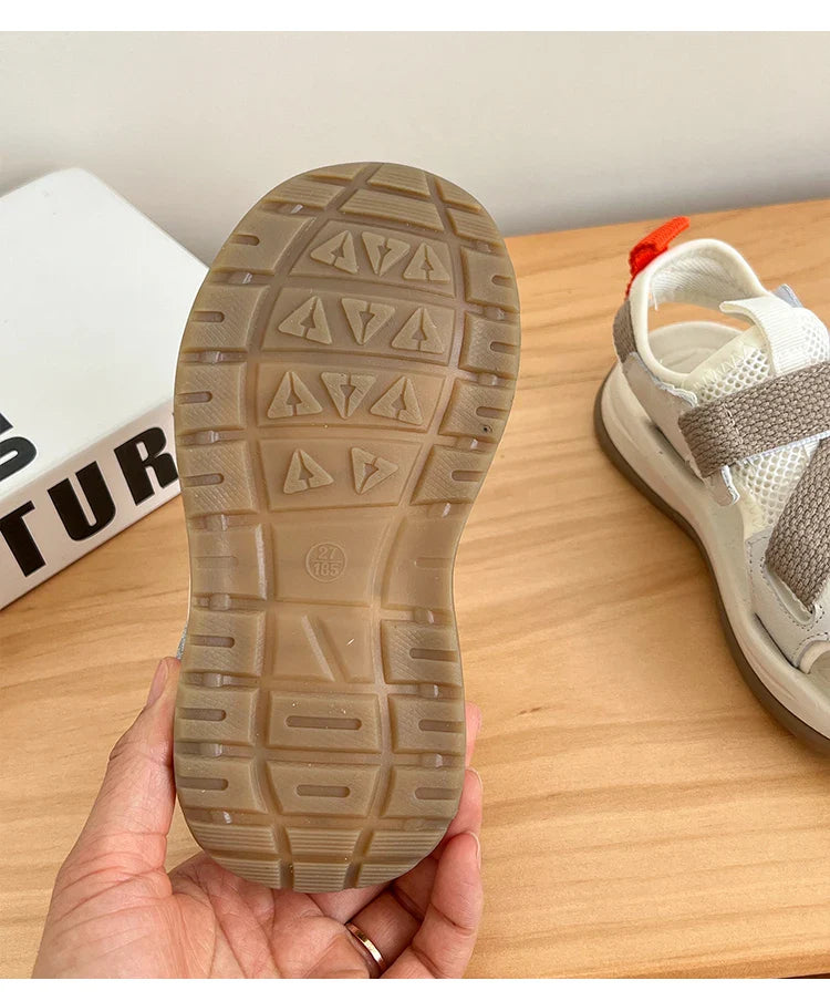 2026 Summer Kids Sandals for Boys Anti-slippery Sole Toddler Beach Shoes Hook&loop Baby Boys First Walkers Barefoot Casual Wear